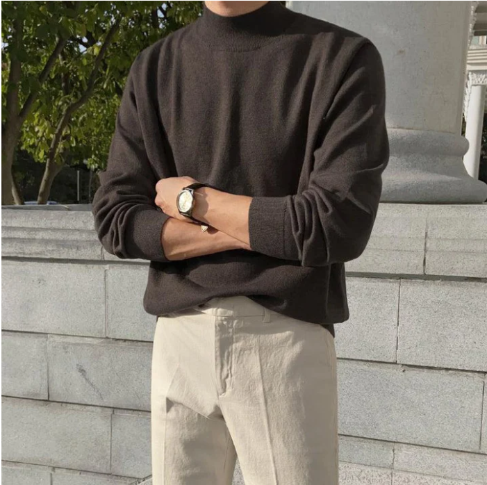 Casual Velvet Turtleneck Men Loose Sweater