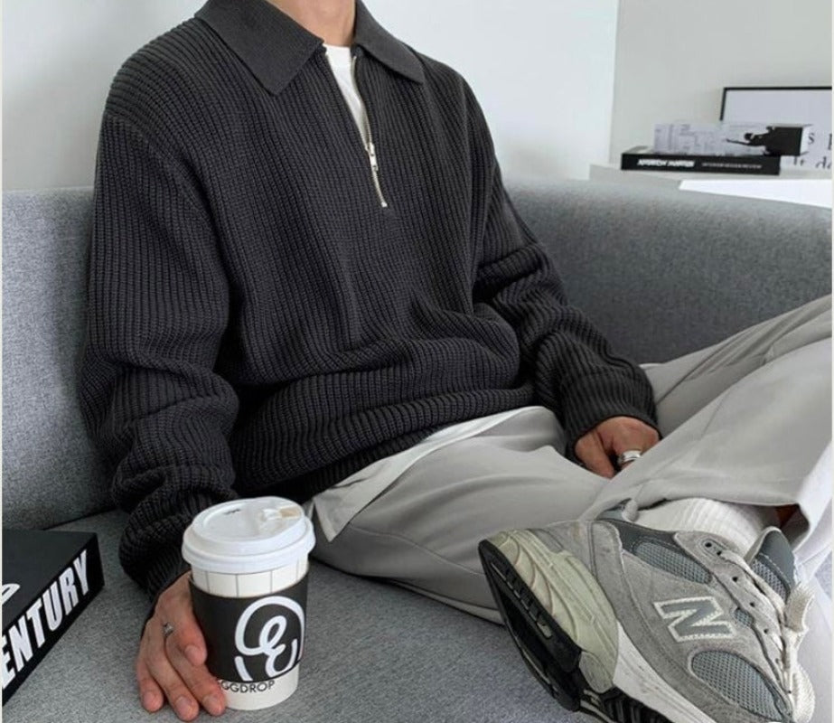Knitted Quarter-zip Sweatshirt