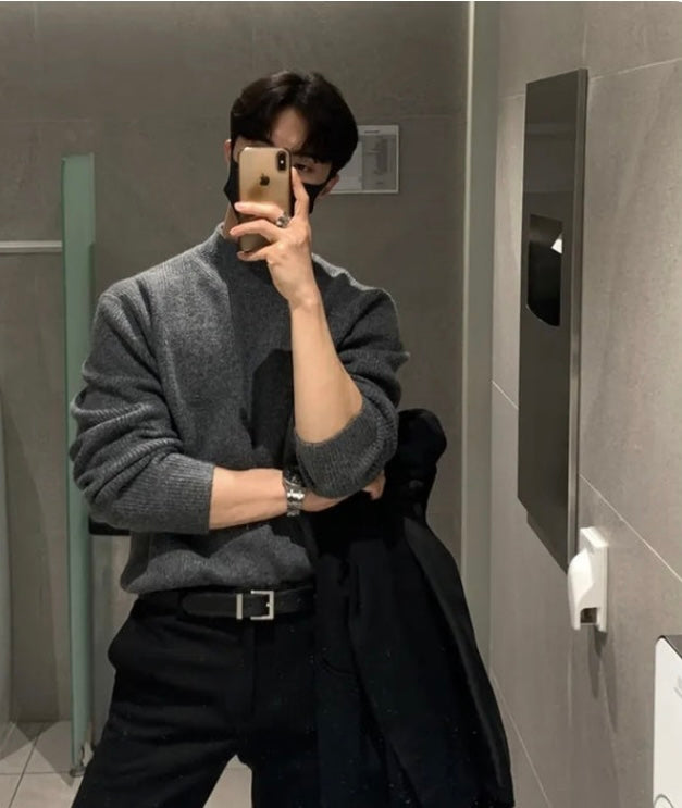 Knitted Mock Neck Sweater