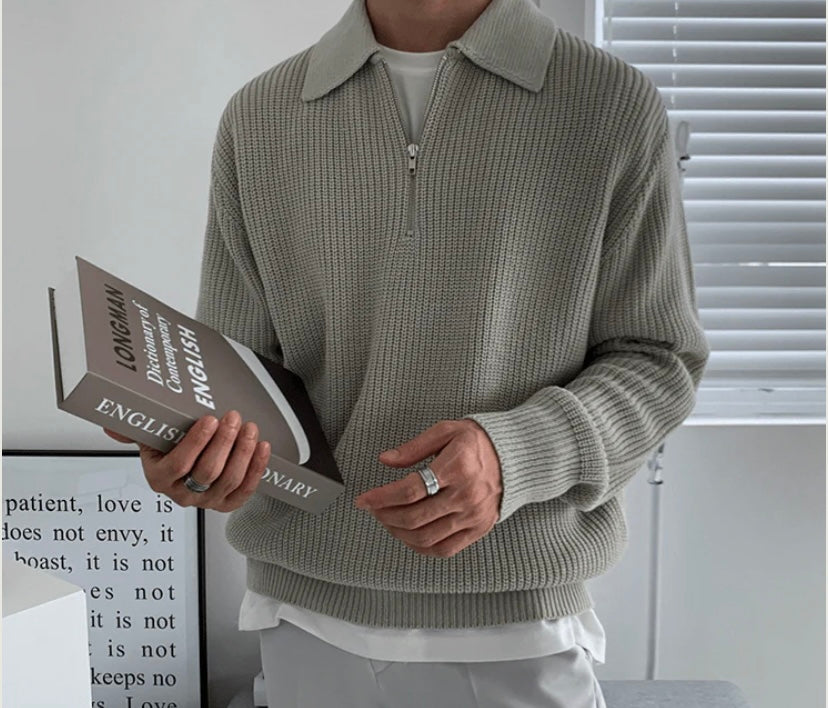 Knitted Quarter-zip Sweatshirt