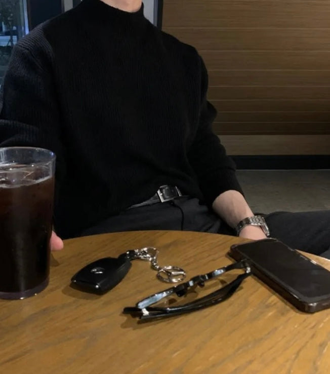 Knitted Mock Neck Sweater