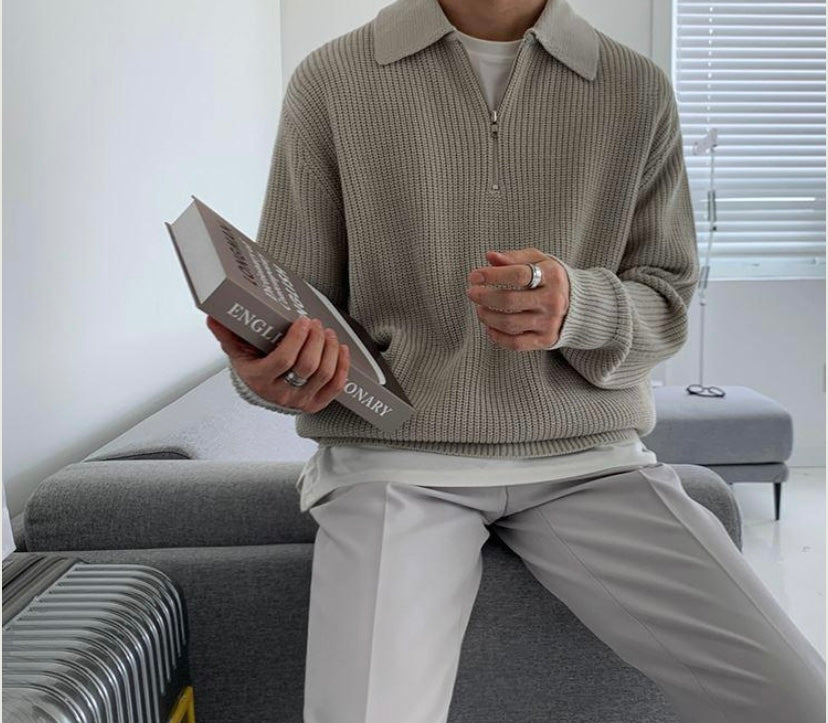 Knitted Quarter-zip Sweatshirt