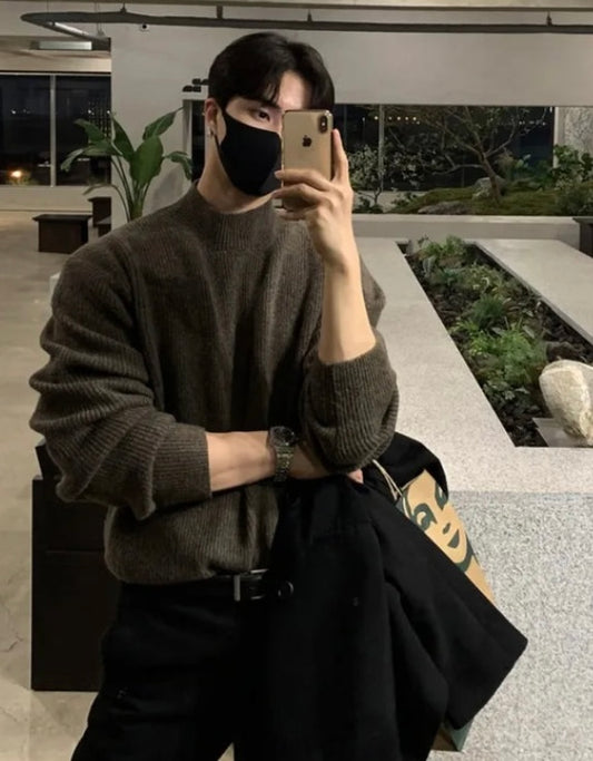 Knitted Mock Neck Sweater