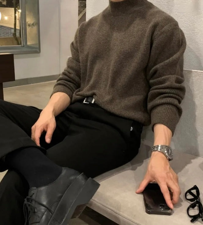 Knitted Mock Neck Sweater