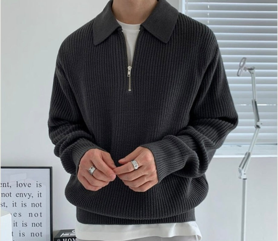 Knitted Quarter-zip Sweatshirt