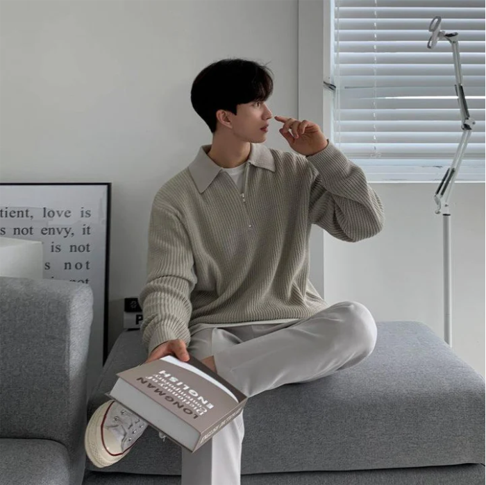 Knitted Quarter-zip Sweatshirt