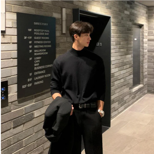 Casual Velvet Turtleneck Men Loose Sweater