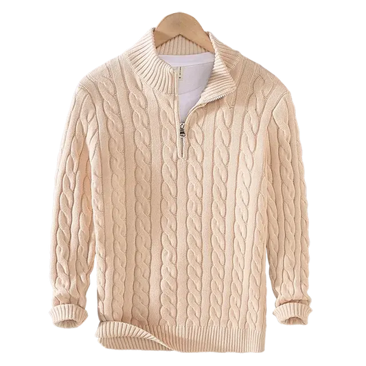 Quarter-Zip Cable Knit Sweater